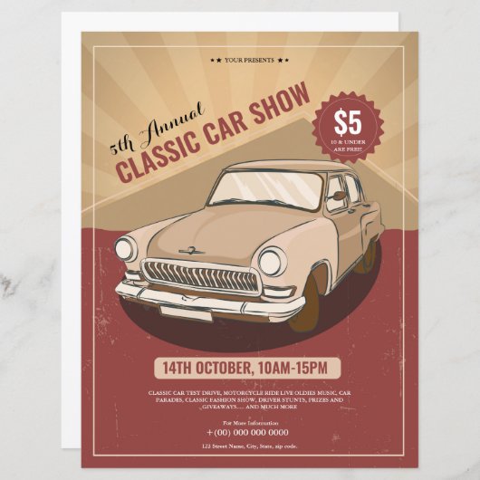 Classic Car Show Flyer Modèle (Devant / Derrière)