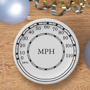 Classic Car Speedometer MPH Monogram Papieren Bordje