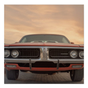 Classic Car Sunset Uitzicht Perfect Poster