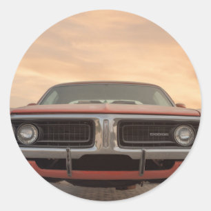 Classic Car Sunset Uitzicht Ronde Sticker