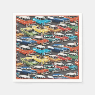 Classic Cars Pattern Napkins Servetten
