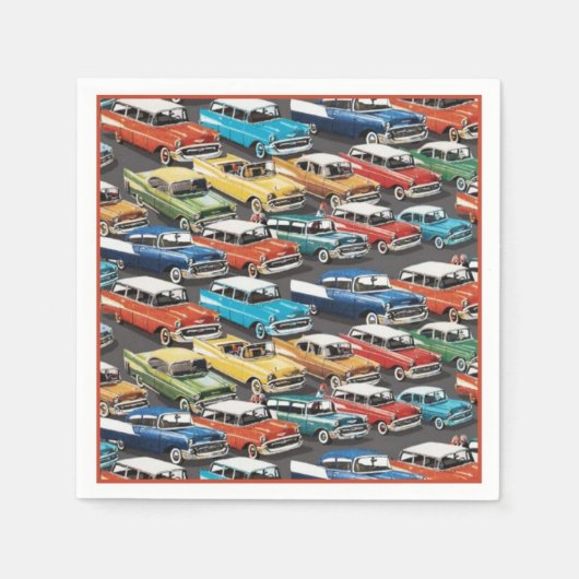  Classic Cars Pattern Napkins Servetten (Voorkant)