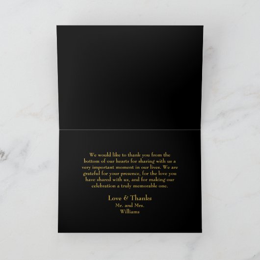 Classic Celtic Knot Black & Gold Handfasting Bedankkaart (Binnen)