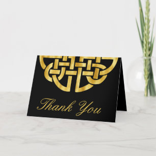 Classic Celtic Knot Black & Gold Handfasting Bedankkaart