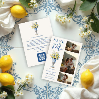 Classic Chalice Vase Mediterranean Lemons Flowers Save The Date
