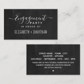Classic Chalkboard Script, Engagement Party Ticket Informatiekaartje (Voorkant / Achterkant)