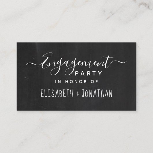 Classic Chalkboard Script, Engagement Party Ticket Informatiekaartje (Voorkant)
