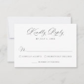 Classic Charcoal Calligraphy Wedding RSVP Kaartje (Voorkant)