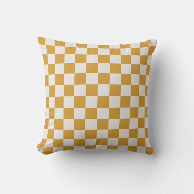 Classic Checkerboard in geel en wit Kussen (Voorkant)