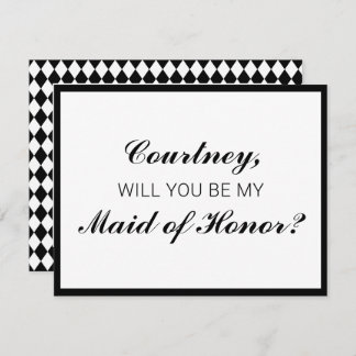 Classic Checkered Maid of Honor Proposal Kaart