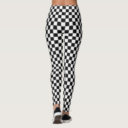 Classic Checkered Racing Flag Check Black White Leggings