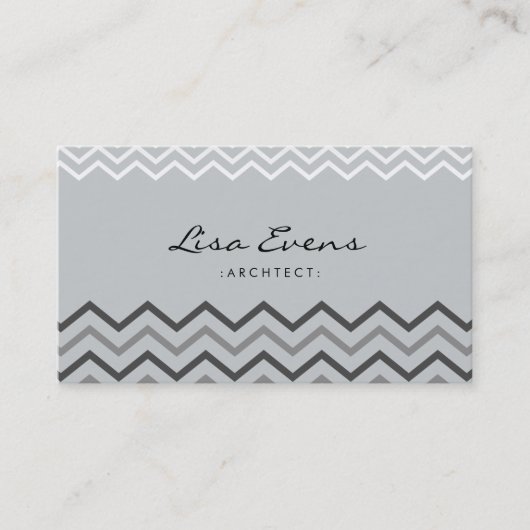Classic Chevron Pattern Grijs Visitekaartje (Voorkant)