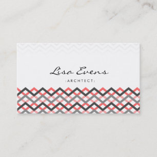 Classic Chevron Pattern Rood Grijs Visitekaartje