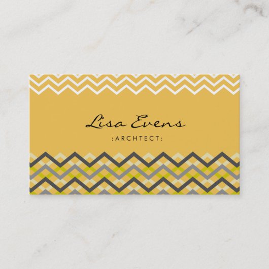 Classic Chevron Pattern Yellow Visitekaartje (Voorkant)