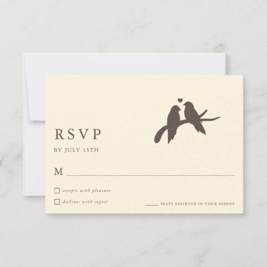 Classic Chic Birds Ivory Formal Wedding RSVP Cards (Voorkant)