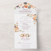 Classic Chic Boho Floral Wedding All In One Uitnodiging (Binnen)