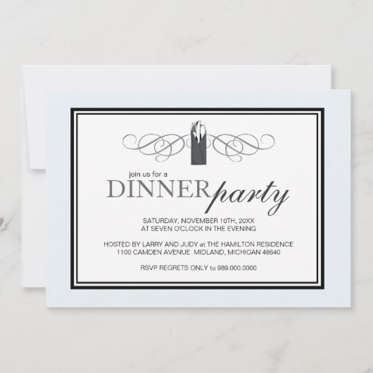 Classic Chic Dinner Party-uitnodigingen Kaart (Voorkant)