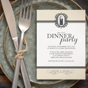 Classic Chic Dinner Party-uitnodigingen Kaart