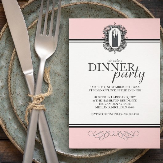 Classic Chic Dinner Party-uitnodigingen Kaart
