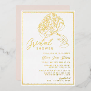 Classic Chic Gold Lijst Peony Blush Vrijgezellenfe Folie Uitnodiging