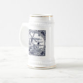 Classic  Chic Hollandse Windmolen Delfts Blauw Bierpul (Voorkant links)