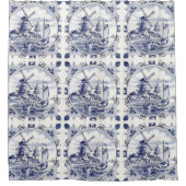 Classic  Chic Hollandse Windmolen Delfts Blauw Douchegordijn (Voorkant)
