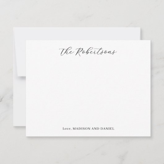 Classic Chic Script Black en White Couples Note C Notitiekaartje (Voorkant)