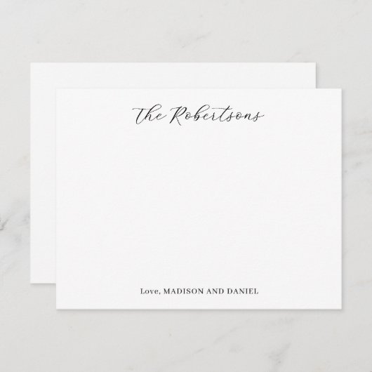 Classic Chic Script Black en White Couples Note C Notitiekaartje (Voorkant / Achterkant)