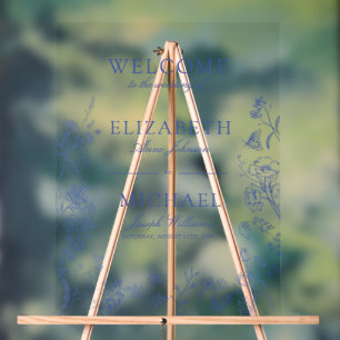 Classic Chinoiserie Blauw Victoriaans Bloemen Brui Acryl Bord