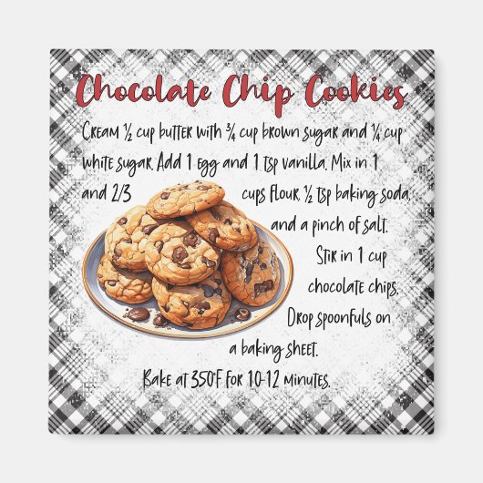 Classic Chocolate Chip Cookie Recipe Kitchen Decor Magneet (Voorkant)