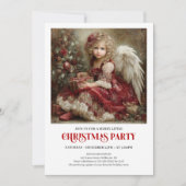 Classic Christmas Angel Invitation Red Green Gold (Devant)