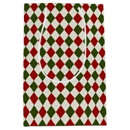 Classic Christmas Argyle Patroon Medium Cadeauzakje