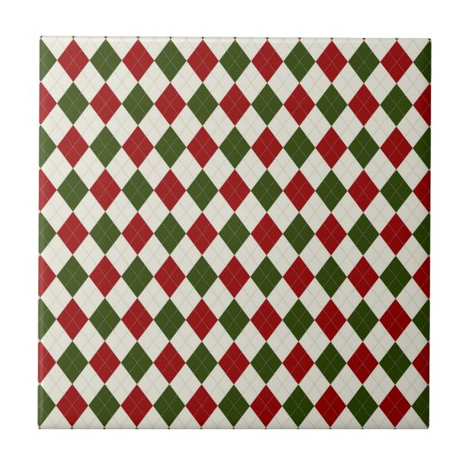 Classic Christmas Argyle Patroon Tegeltje (Voorkant)
