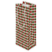 Classic Christmas Argyle Patroon Wijn Cadeautas (Achterkant Gekanteld)