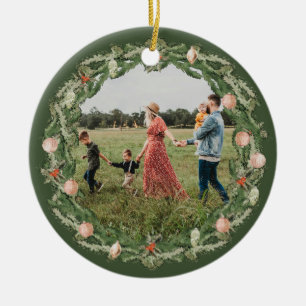 Classic Christmas Floral Lijst Foto Ornament