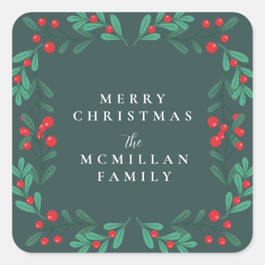 Classic Christmas Floral Lijst Holiday Sticker (Voorkant)