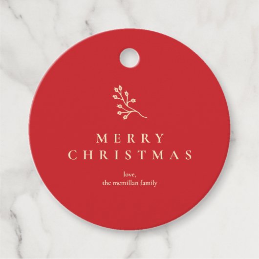 Classic Christmas Floral Pattern Gift Label (Voorkant)