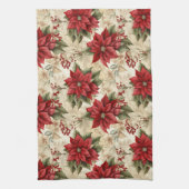 Classic Christmas Flowers Towel Cozy Rustic Decor Theedoek (Verticaal)