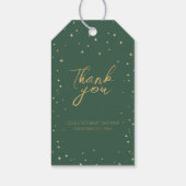 Classic Christmas Green Gold Baby shower Dank u Cadeaulabel (Achterkant)