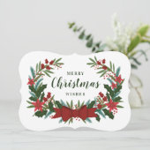 Classic Christmas Greenery Wreath Holiday Kaart (Staand voorkant)
