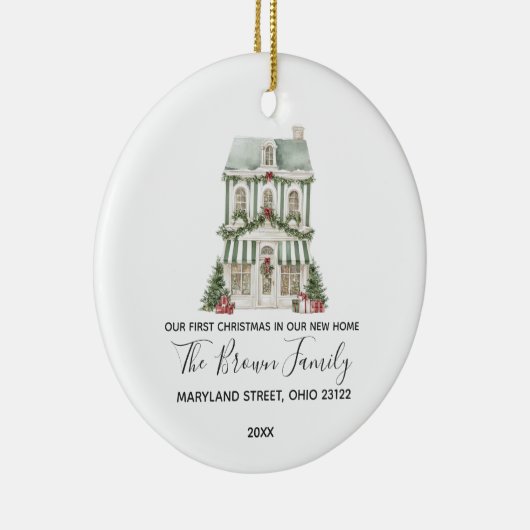 Classic Christmas House Winter New Home Custom Keramisch Ornament (Rechts)