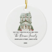 Classic Christmas House Winter New Home Custom Keramisch Ornament (Voorkant)