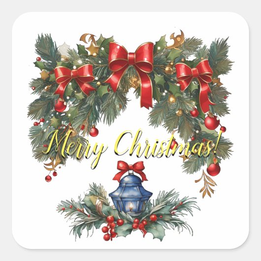 Classic Christmas I Vierkante Sticker (Voorkant)