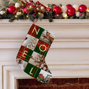 Classic Christmas Noel Plaid Fotocollage Vakantie Kleine Kerstsok