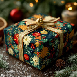 Classic Christmas Ornaments & Holiday Foliage Cadeaupapier