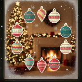 Classic Christmas Ornaments Window Cling Raamsticker