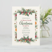 Classic Christmas Party Invitation Holly Frame (Debout devant)