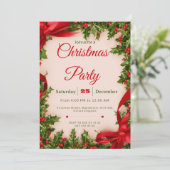 Classic Christmas Party Invitation Kaart (Staand voorkant)