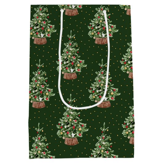 Classic Christmas Pattern Medium Cadeauzakje (Achterkant)