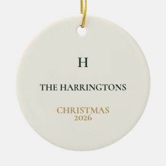 Classic Christmas Personalized Family Monogram Keramisch Ornament